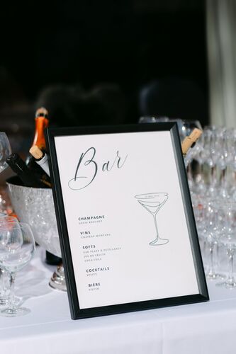 Menu du bar lors du mariage au Château Montana
